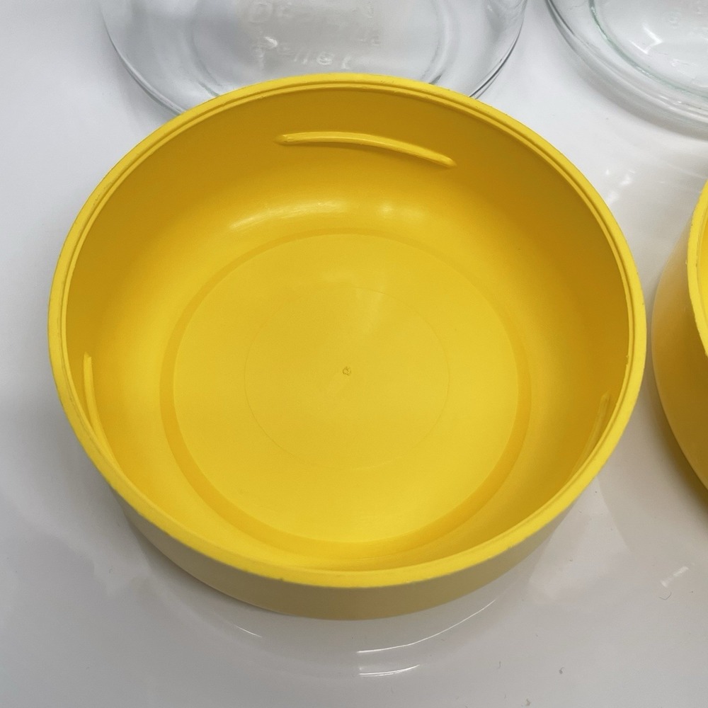 Heller Designs Massimo Vignelli Vintage Yellow Lid Jars Canisters MCM Set Of 3 - Picture 5 of 11